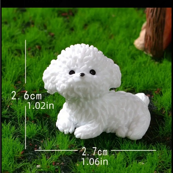 4 Piece Set Miniature Tiny White Dog Maltese Style Figurines - Picture 9 of 10